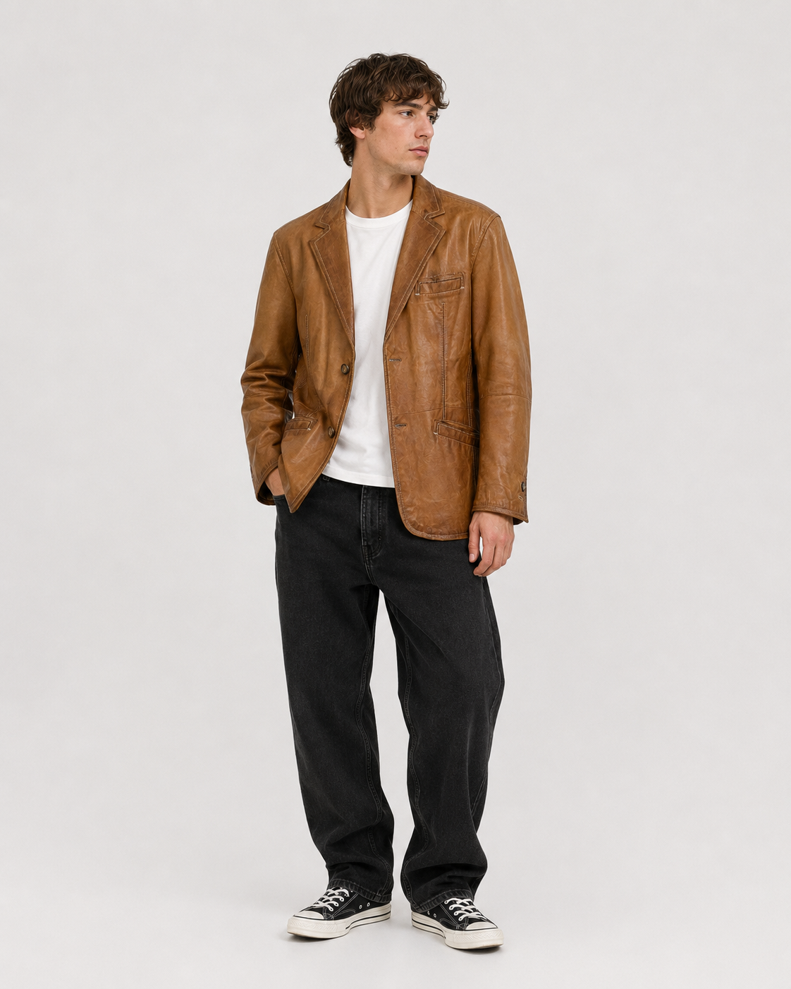 LLOYD Leather Blazer - Cognac Brown